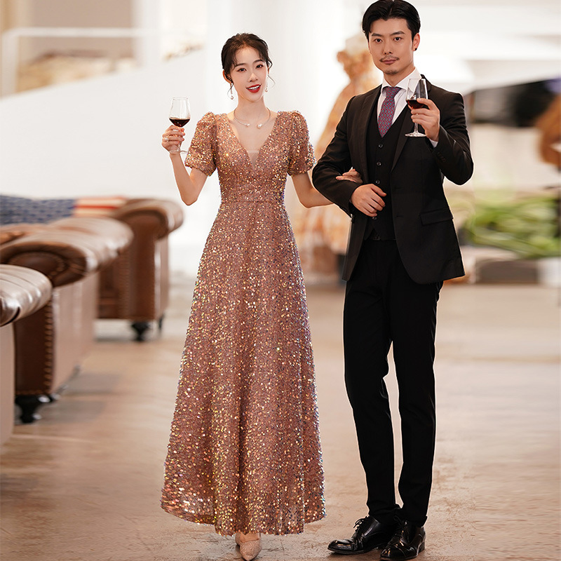 Vestido de noche para mujer, estilo 2026, elegante, estilo hada, estilo princesa, con lentejuelas, para anfitriona