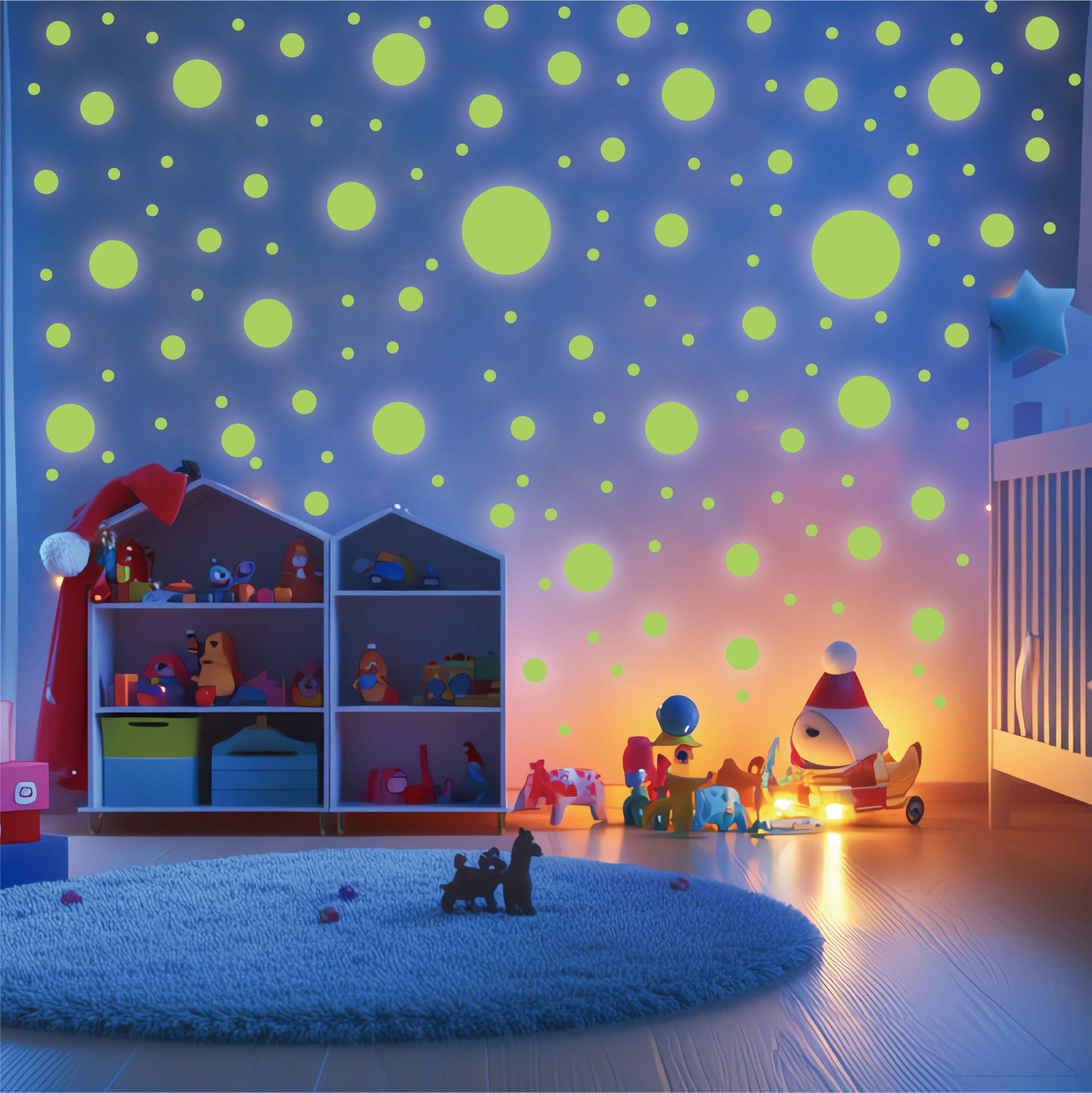 self-adhesive fluorescence children's sticker on wall
