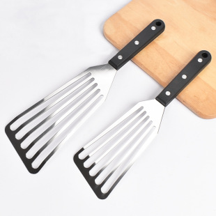 High temperature resistant non-stick pan hollow cooking shovel stainless steel fish spatula plastic handle steak spatula fan-shaped spatula