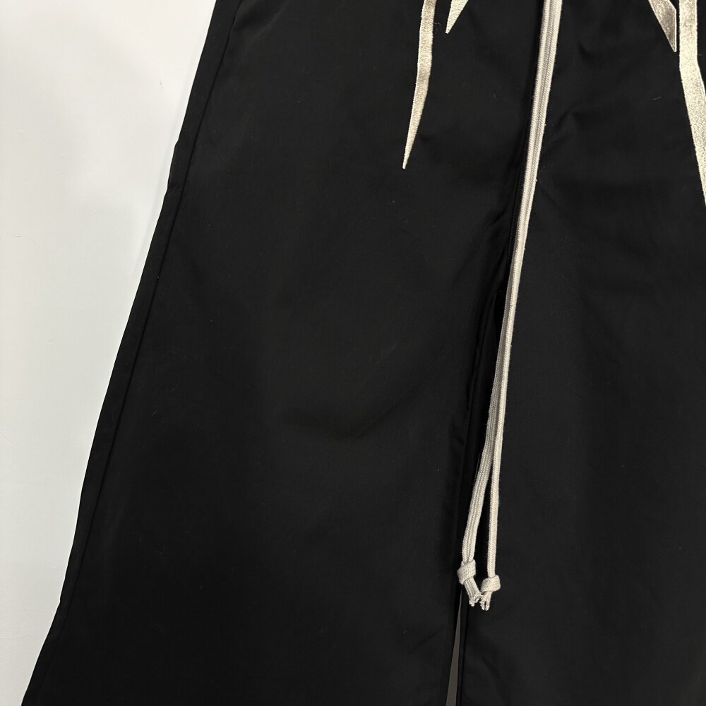 Dark Slogan Embroidered Silk Twill Wide Leg Straight Leg Loose Trousers mid Waist Long Pants Non-Stretch Care_mkmklike.com
