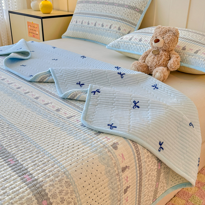 Cotton Fleece Bed Cover Three-Piece Set Autumn and Winter Bedspread Single Piece Mattress Protector College Dormitory 1.8m Mattress Home Use