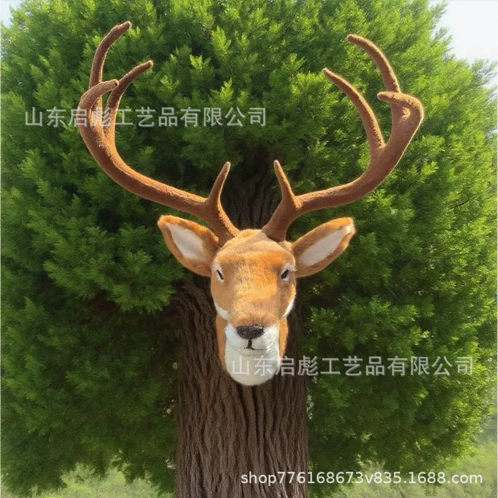 跨境仿真鹿头模型1比1真实大小鹿头摆件道具可壁挂鹿头模型