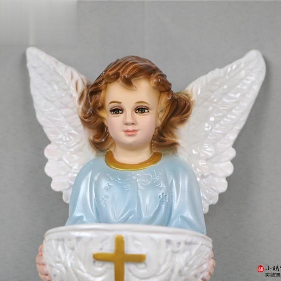33cm ángel de agua sagrada colgante de resina iglesia gabinete de televisión de pared artesanía 30 - 40