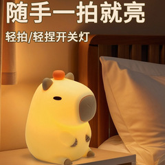 卡皮巴拉拍拍灯创意硅胶卧室氛围小夜灯宿舍睡眠护眼床头灯台灯女