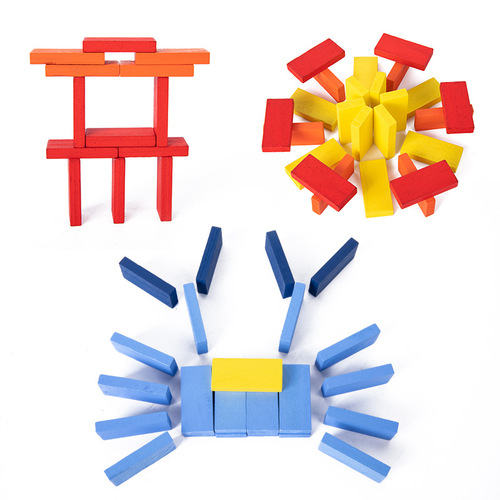Dominoes 120 piece set children's educational intelligence building blocks adult students kindergarten wooden toys male
