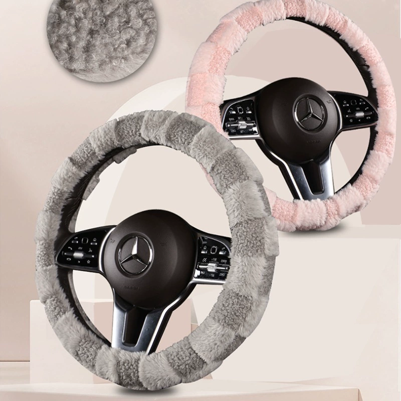 Зимняя плюшевая теплая автомобильная рулевое рулевое крышка дамы милый кашемировый чехол для автомобиля защитный чехол круглый тип D новый