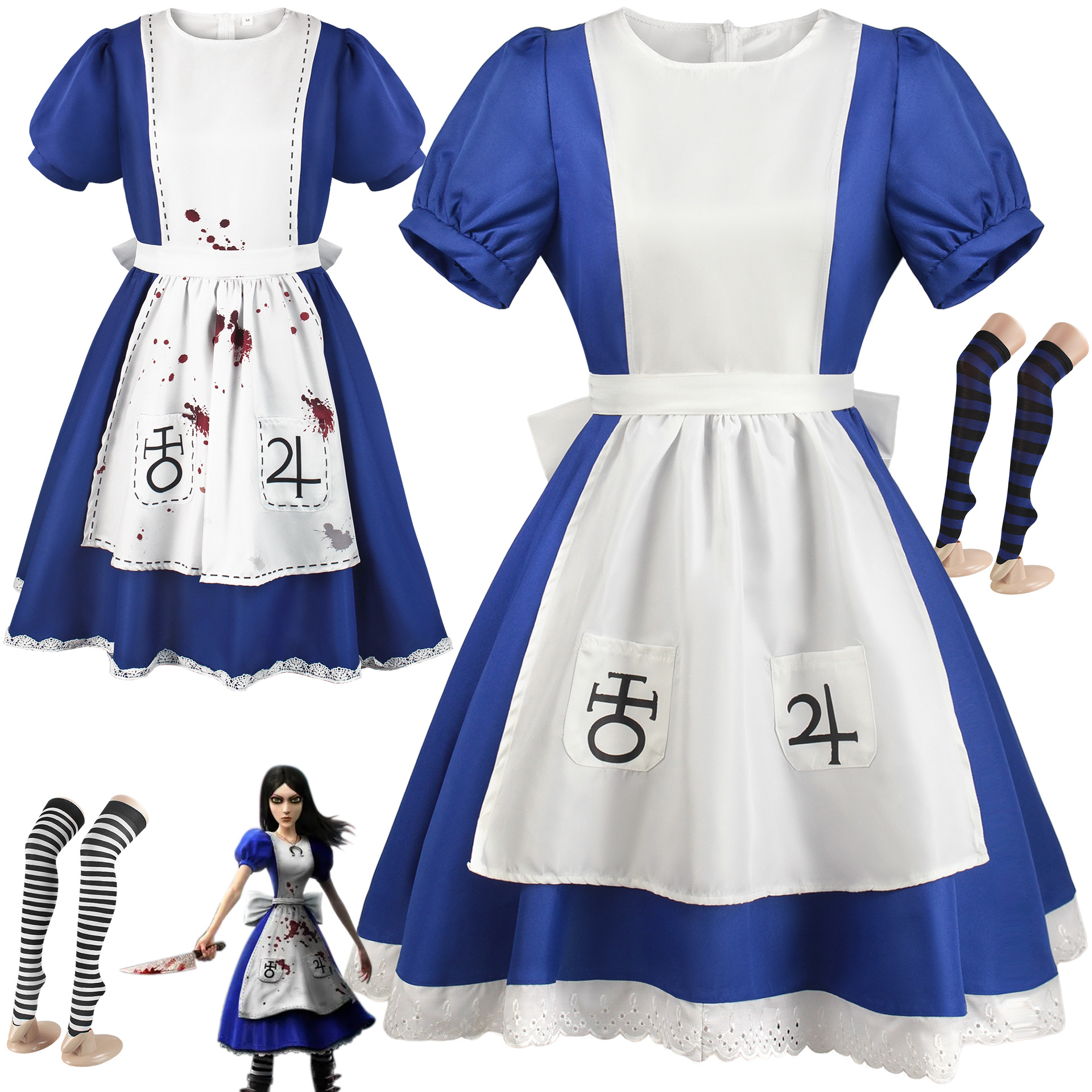 愛麗絲瘋狂回歸cos服角色扮演美劇Alice女僕裝lolita萬聖節