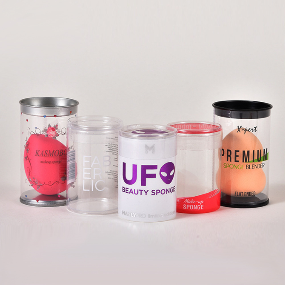 粉扑包装塑料桶现厂家现货PVC圆筒化妆品彩妆蛋马口铁塑料筒定制