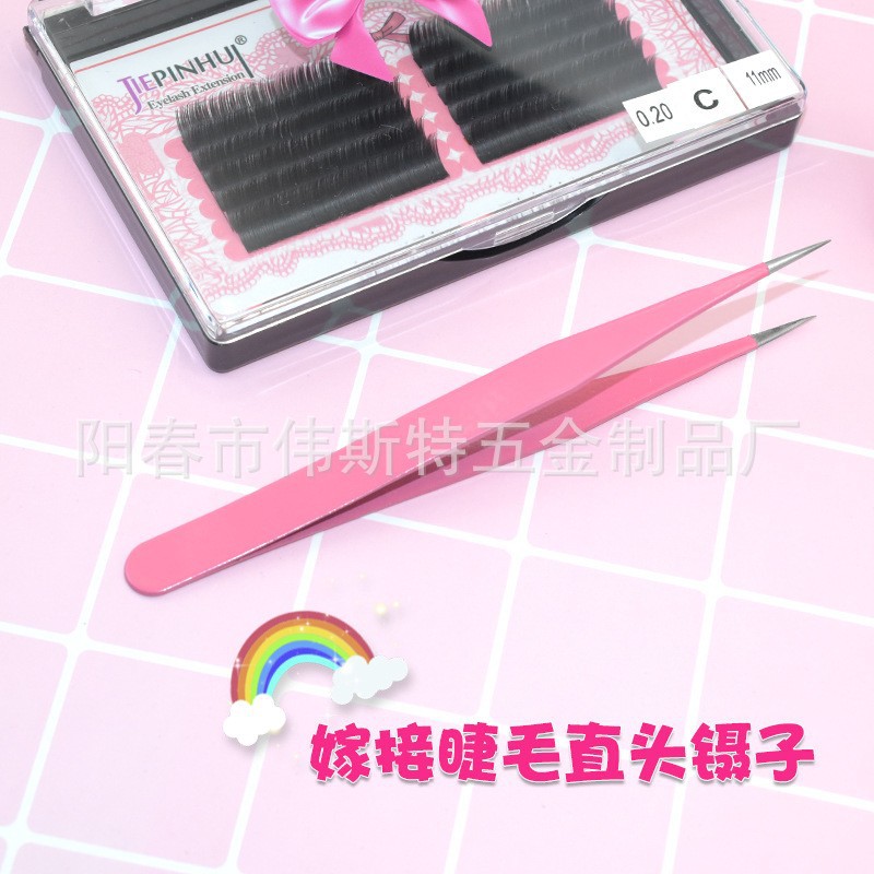 Venta caliente transfronteriza pinzas rosadas de acero inoxidable Nido de Pájaro recogiendo el pelo codo clip de belleza herramienta de pestañas de injerto de Arte de uñas
