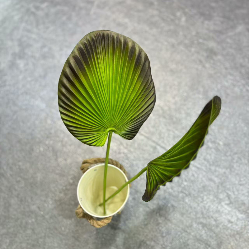 PU仿真棕榈叶蒲扇叶小款绿色秋色款婚礼造景小景观插花花材|undefined