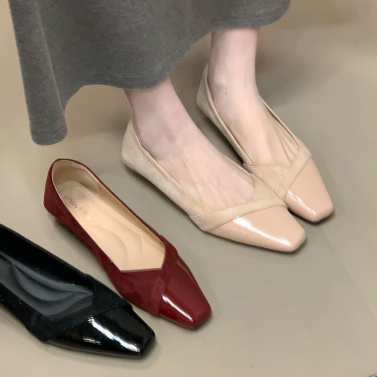 内增高版~法式小香风单鞋女2025年秋季绒面拼接晚晚鞋通勤温柔鞋|undefined