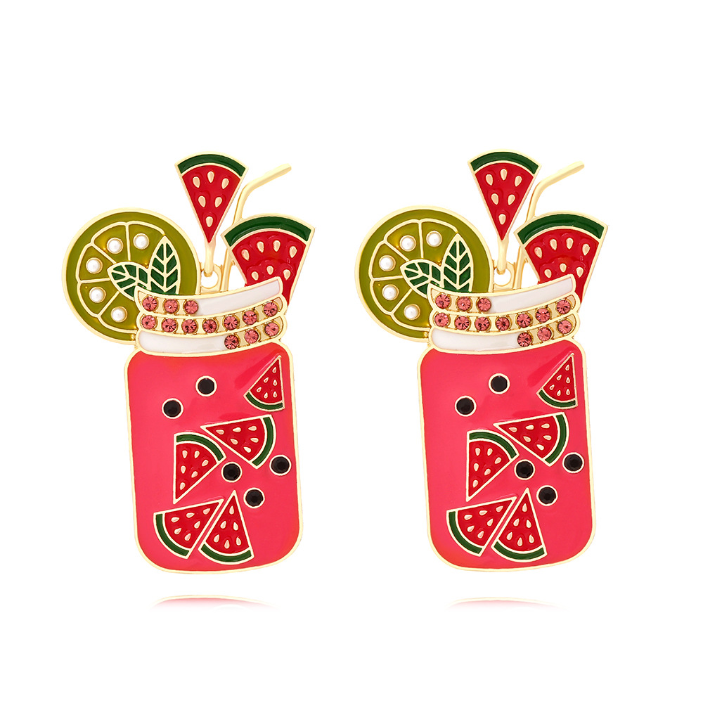 28g Weight Cartoon Style Fruit Zinc Alloy Enamel Women's Drop Earrings