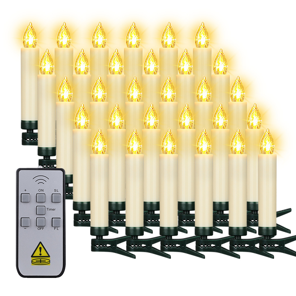 Velas electrónicas con control remoto, velas de plástico simuladas con temporizador para decoración navideña y de Halloween, luces de vela de plástico con iluminación de llama.