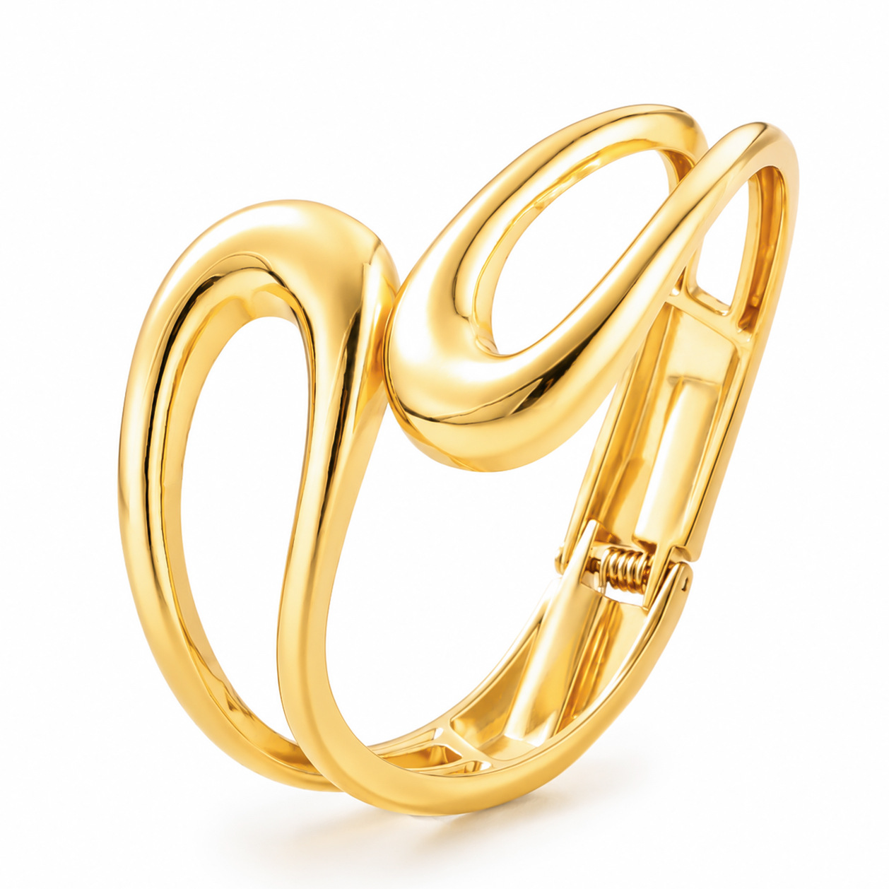 Pulsera Popular Transfronteriza Europea y Americana, Estilo Minimalista INS, Patrón de Onda Irregular, Joyería de Metal Brillante, Accesorios para Mujer