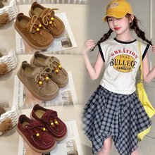 女童小皮鞋2025秋季男童勃肯单鞋复古袋鼠鞋软底宝宝鞋大童豆豆鞋
