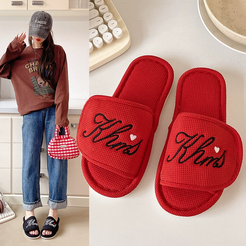 Волшебная наклейка Регулируемые японские домашние тапочки вафельные вышивки в помещении