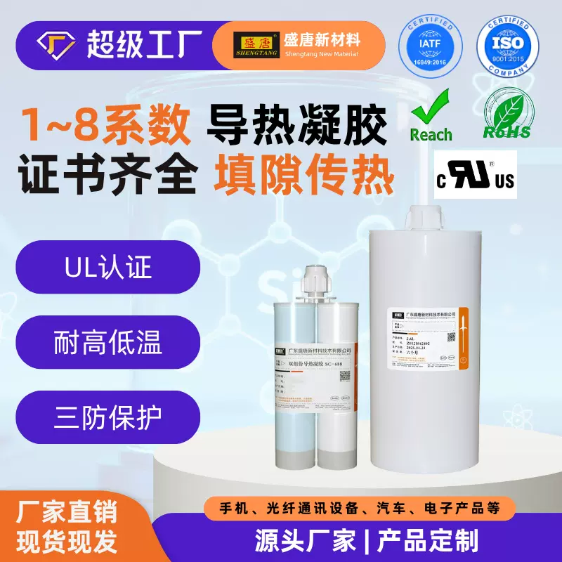 散热器高导热凝胶1-8w系数灰色快速固化弹性硅胶胶水阻燃环保材质