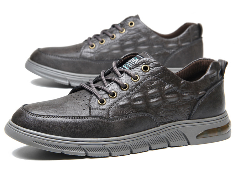 Pánske topánky s krokodílím vzorom, jeseň 2023, nové šnurovacie topánky, mládežnícke trendy, mäkká podrážka, ležérne kožené topánky_voghion.com