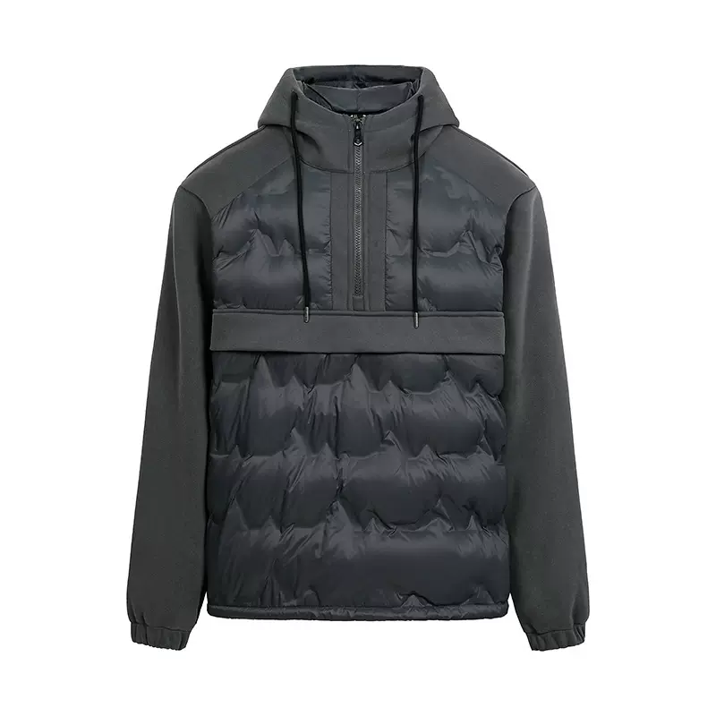 跨境款男士轻薄羽绒服秋冬新款套头卫衣拼接90鸭绒男装薄款简约款