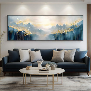"Golden Mountain Blessing" High-End Gold Foil Pure Hand-Painted Oil Painting Texture Painting Dafen Village Living Room Sofa Background Wall Hanging Painting