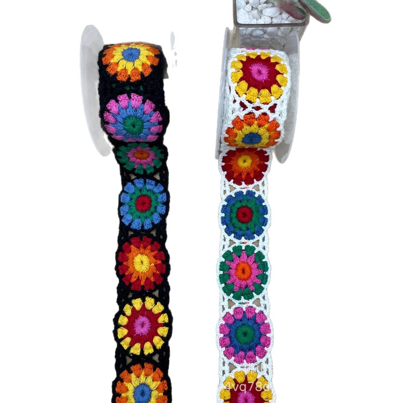 エスニックスタイル模造手かぎ針編み刺繍衣類靴と帽子レースバッグショルダーストラップ DIY アクセサリー刺繍水溶性カラー|undefined