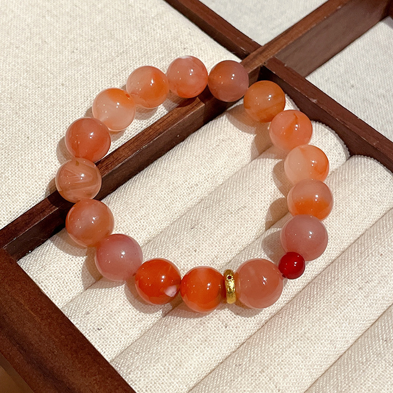 Pulsera de granate de ojo de tigre de cristal natural, nueva pulsera de todo fósforo de estilo nacional de estilo chino, joyería de novia de alta gama de lujo ligero