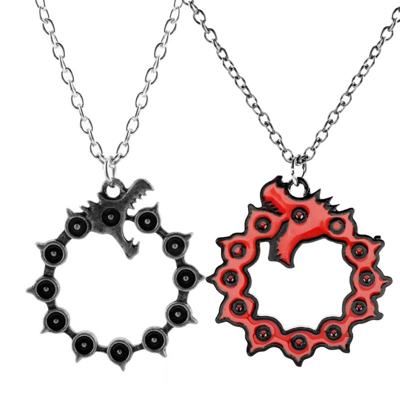 European and American Animation Surrounding Seven Sins Melliodas Tattoo Bite Dragon Pendant Keychain Clothing Decoration Necklace