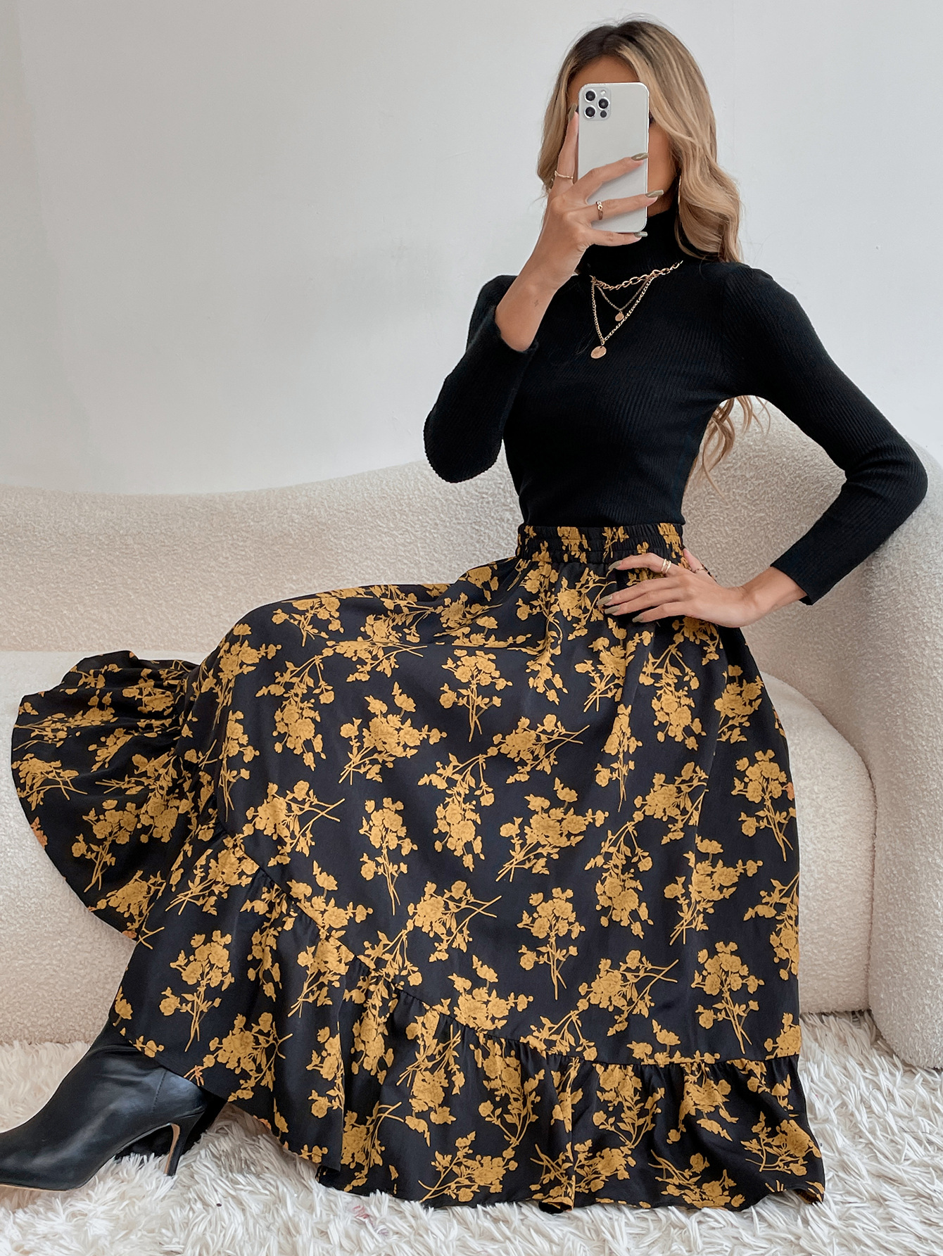 182g Weight Midi Dress Dress Length Type Skirt Dresses Type Spandex, Polyester Fabric Type High Waist Waist Line Inelastic Elasticity Holiday, Daily Occasion Regular Fit Fit Type Ditsy Floral, Leopard Pattern Spring, Autumn Season Women's Gender Casual, Streetwear Style Spring Autumn Casual Streetwear Ditsy Floral Leopard Spandex Polyester Midi Dress Skirts 30