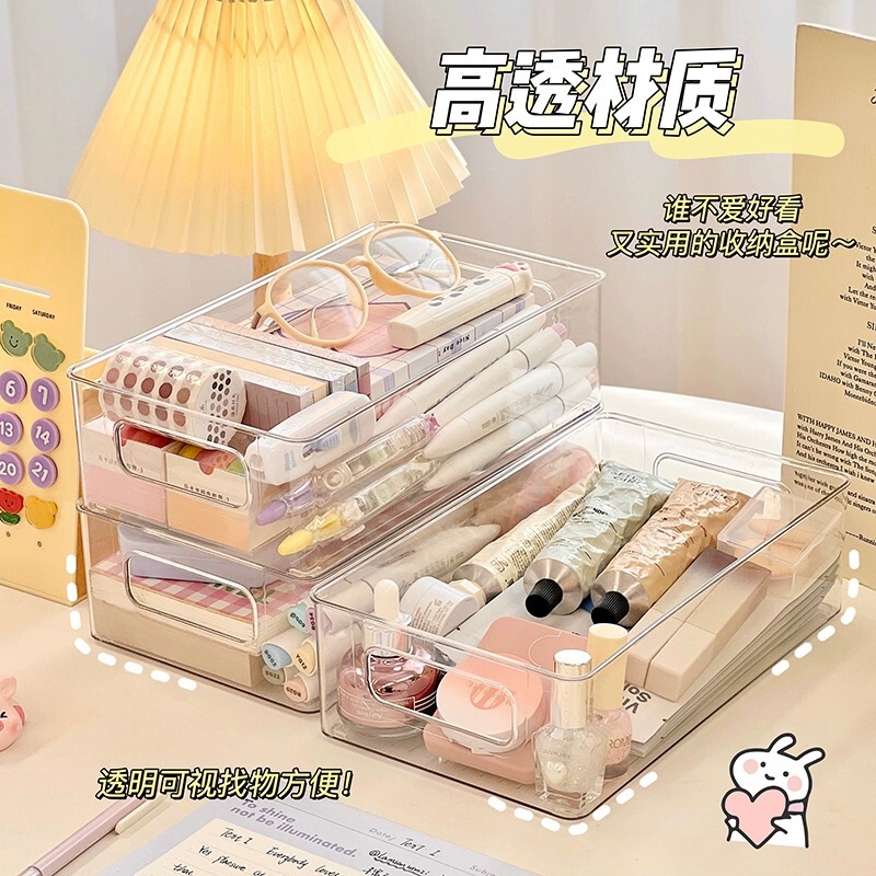デスクトップ収納ボックスアクリル化粧品透明収納バスケット家庭用キッチン収納ボックス寮整理棚|undefined