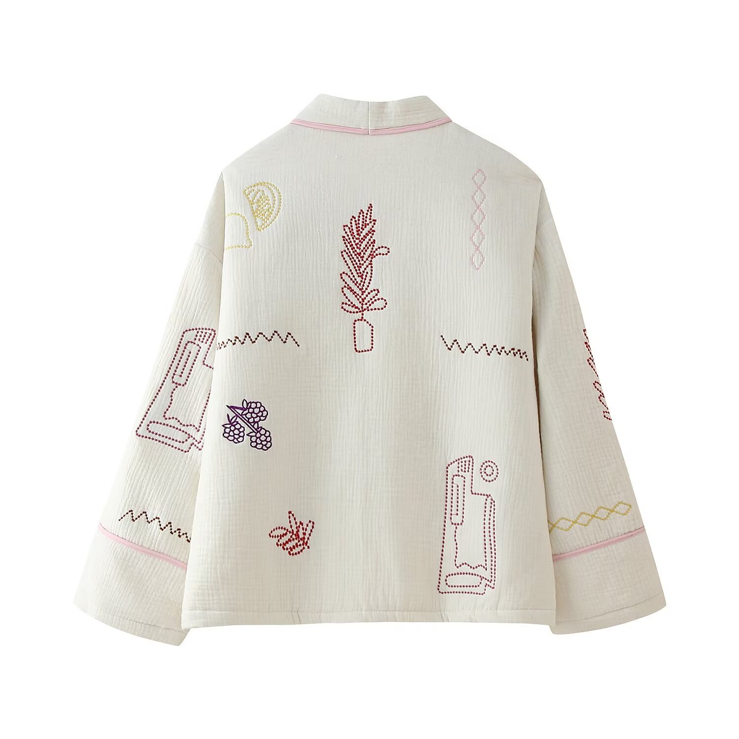 Women's 2024 Autumn/Winter New Street Fashion Open breasted Embroidered Cotton Jacket_voghion.com