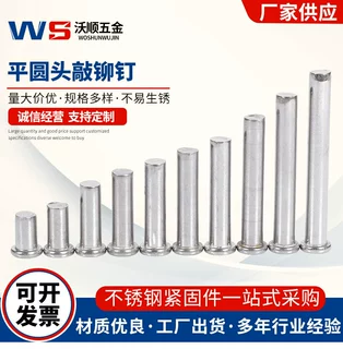 定制304不锈钢平头铆钉半圆头圆柱销弹性销轴来图加工弹性销轴