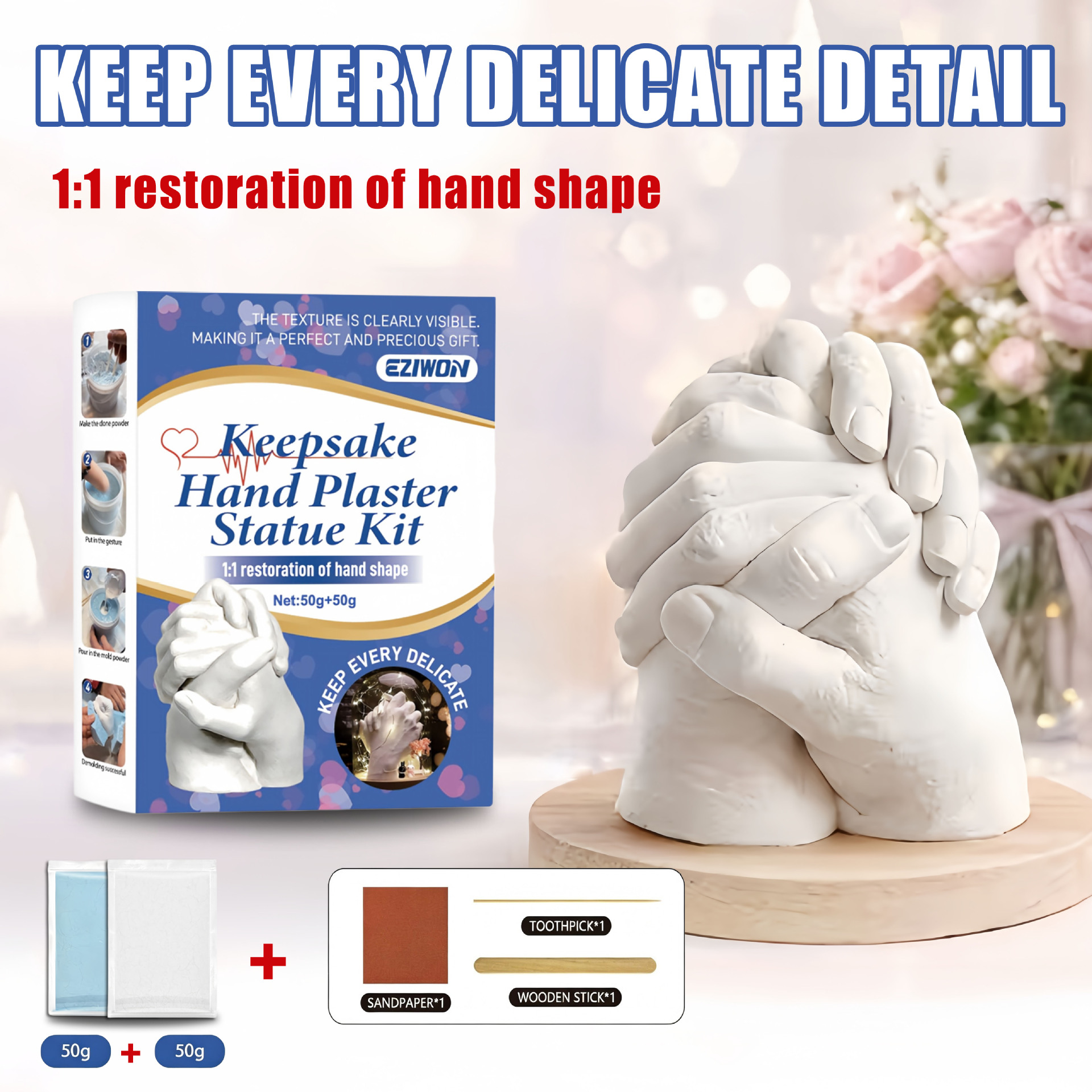Cross-Border DIY Hand Mold Cloning Powder 3D Model Couple's Self-Made Material Kit Souvenir Eziwon Foreign Trade