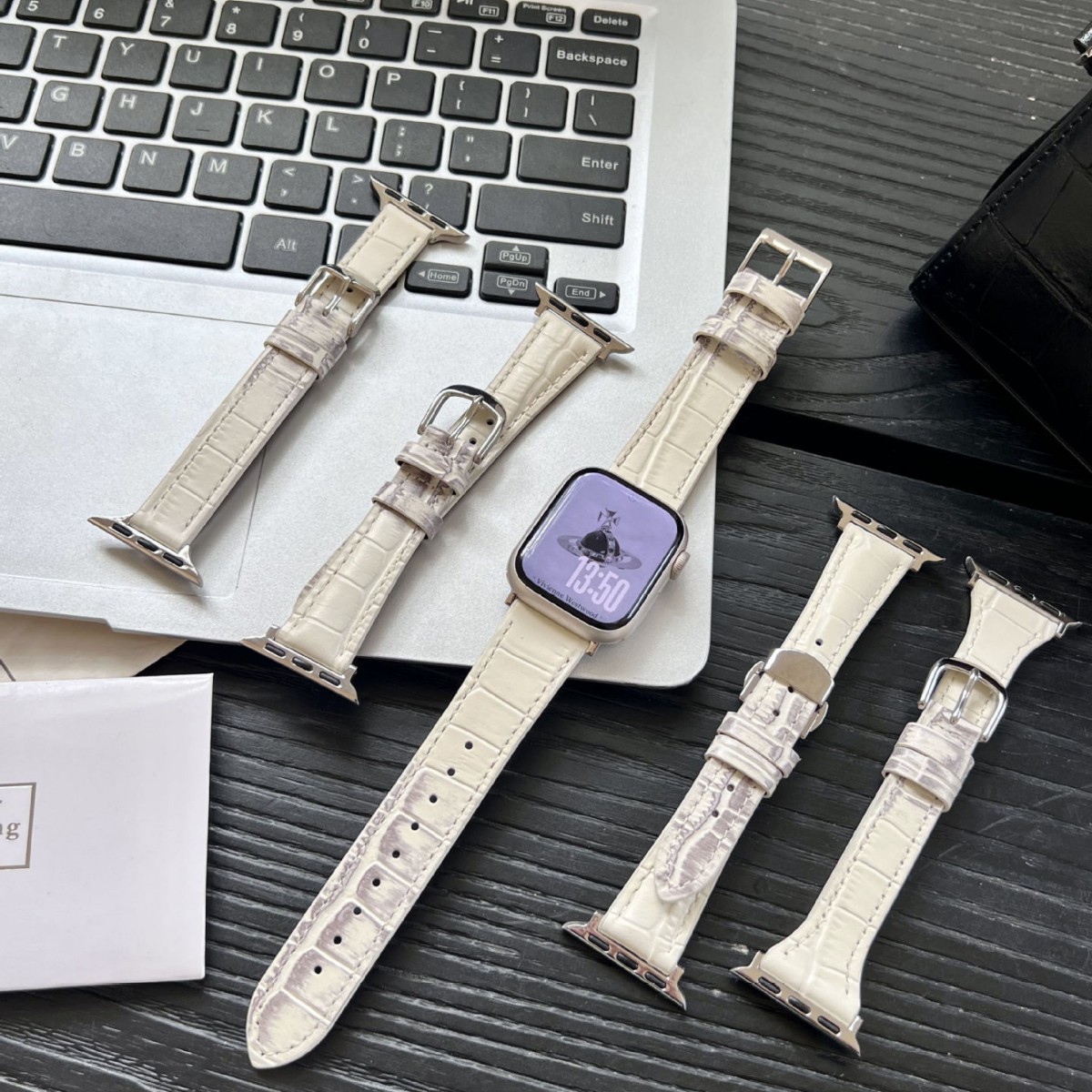 Stainless Steel Buckle Crocodile Pattern Genuine Leather Strap Suitable for Apple Watch S10 Small Waist Appleiwatch9876Se