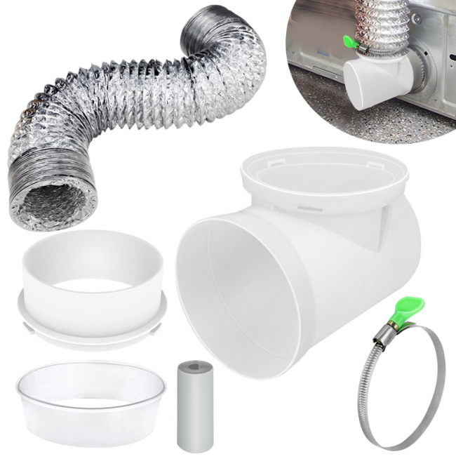 90도 커넥터*1+고정 클램프 링*1+ 3m 알루미늄 호일 호스*1+투명 씰링 링*1+실런트 스트립*1