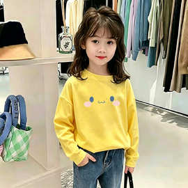 女童秋装洋气t恤儿童网红长袖打底衫小女孩2026春秋新款纯棉上衣