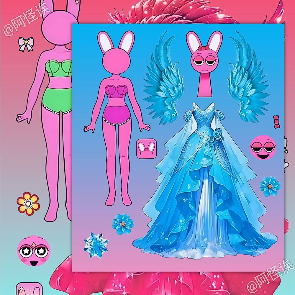 18 hojas de sprunki caja de ritmo encantadora elfo puzzle infantil hecha a mano juguetes de cambio pegatinas impermeables diy