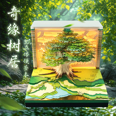 奇縁樹居カレンダー3d立体便箋本紙彫刻周暦帯灯英語版新創意プレゼントデスクトップ置物