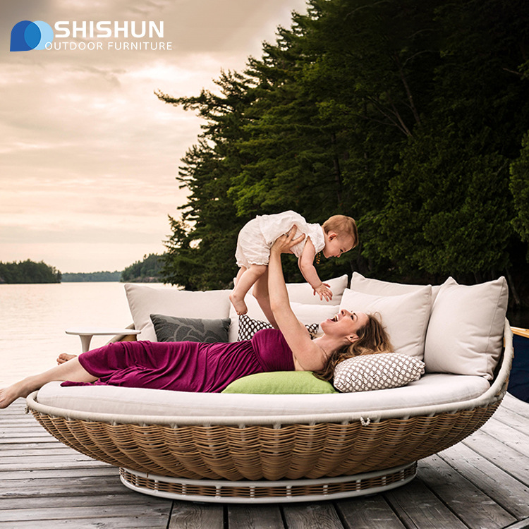 网红民宿鸟巢户外秋千藤编圆形吊床沙发花园双人吊篮吊床沙发躺床