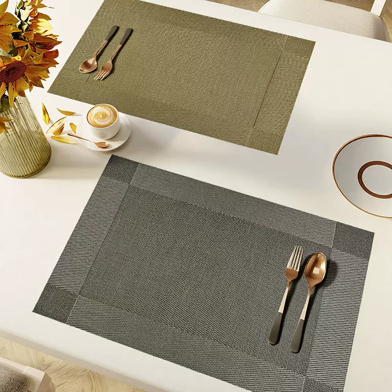 PVC特斯林西餐垫大方格餐垫PVC日式防水餐桌垫隔热酒店餐厅咖啡厅