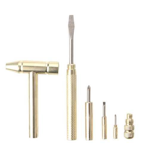 Multifunctional mini small copper hammer for home use. Five-in-one copper-plated hammer with small screwdriver hammer inside.