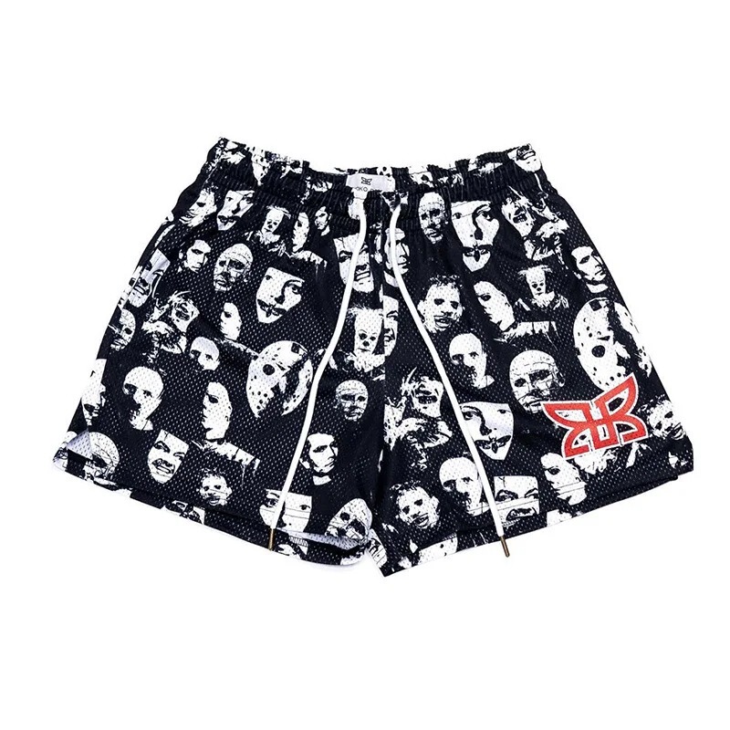 Men's Motorcycle Trend Casual Sports Shorts Gym Fitness Quick Dry Mesh Beach Basketball Jogger Shorts