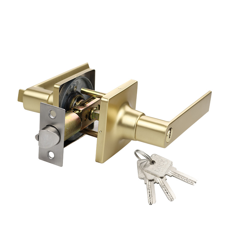Personalizada aleación de zinc de tres barras cerradura de mano cerradura cuadrada cerradura de baño cerradura de canal cerradura americana de tres barras cerradura interior cerradura de mango de puerta de madera