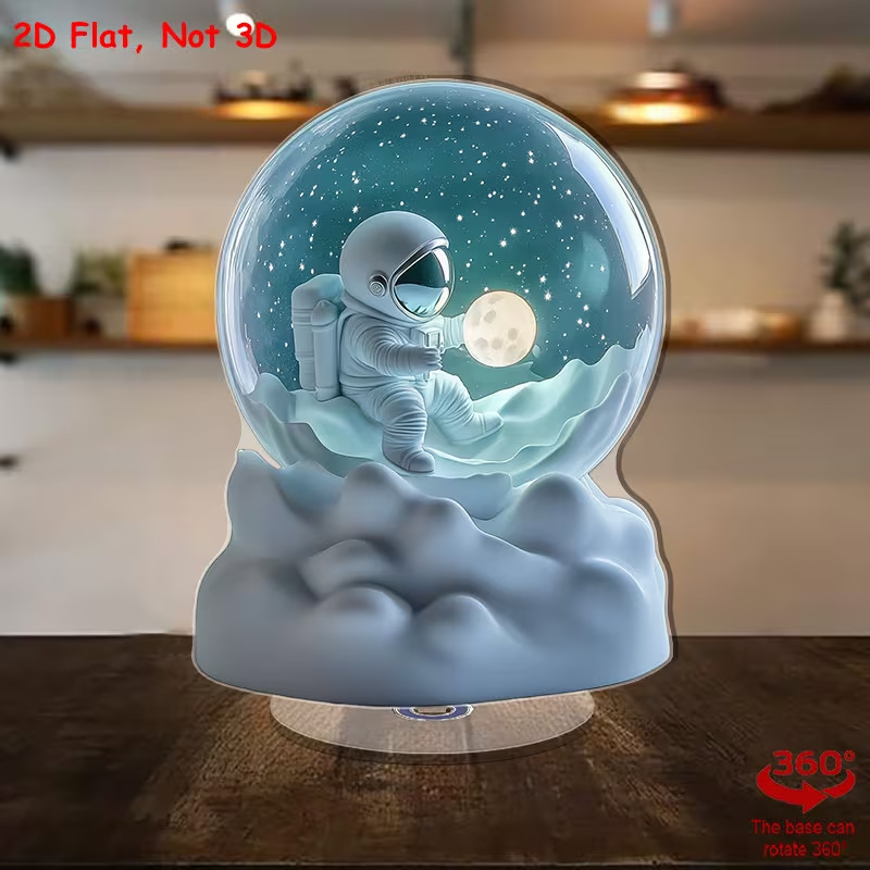 Impresión plana transfronteriza 2D plana 360 giratoria vista de nieve pingüino cabina accesorios de escritorio festivales interiores al aire libre