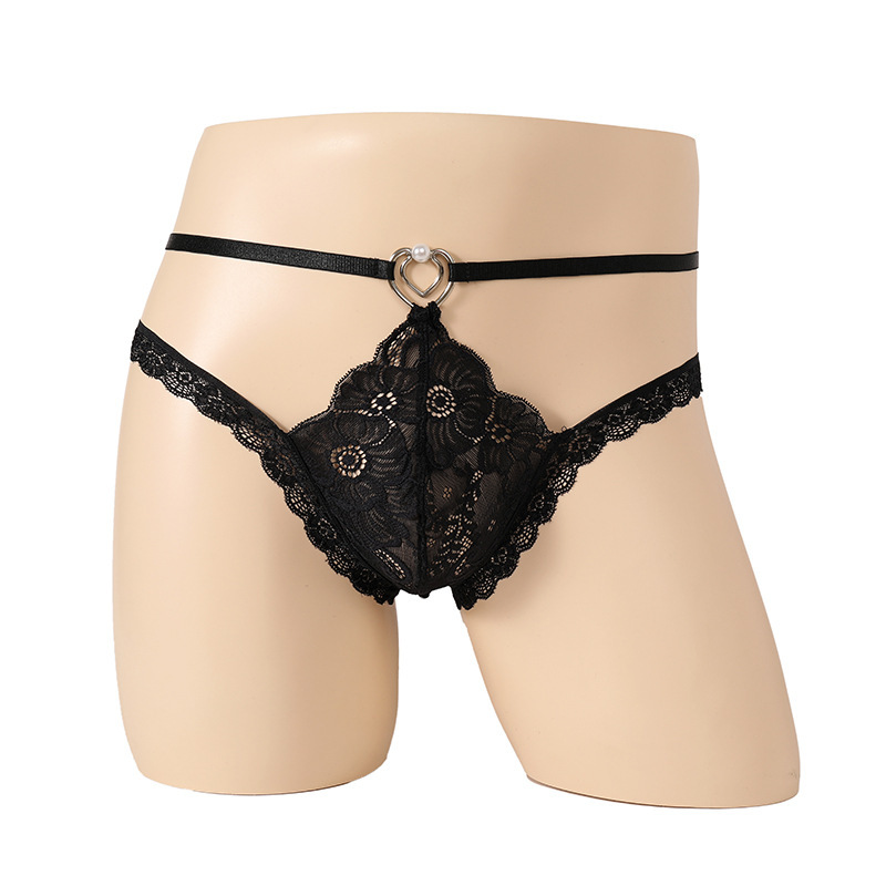 Cross-border ring lace sexy lingerie European and American elastic sexy men's underwear T pants boxers