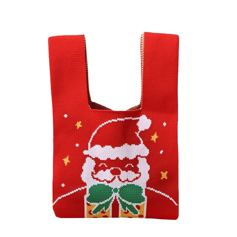 Bolso cuadrado pequeño, bolso de mujer, serie de Navidad, bolso de regalo, bolso de mano de punto, bolso de mensajero de un solo hombro al por mayor