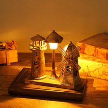 路灯风车小夜灯礼品学生办公沙漏灯塔铁塔工艺品沙漏摆件活动款