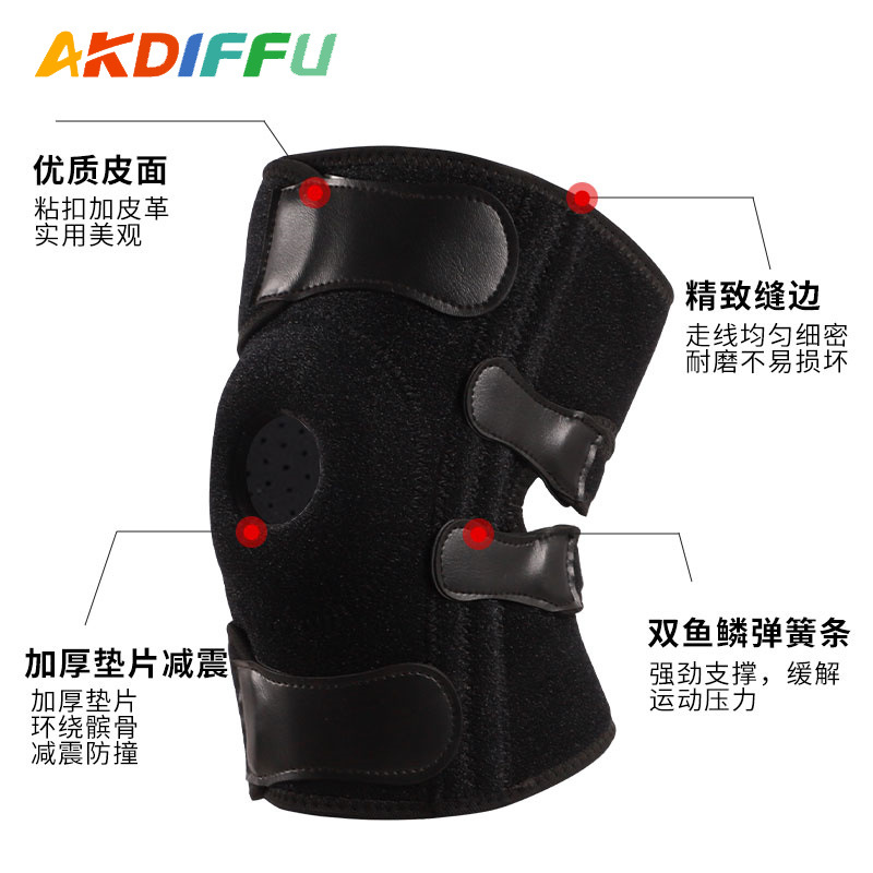 Fábrica al por mayor deportes rodillera Placa de acero de neopreno compresión rodillera Neopreno rodillera ajustable cubierta