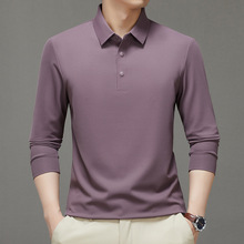 品牌男士长袖T恤2025秋季中年潮流爸爸装上衣休闲男装精品无痕T恤