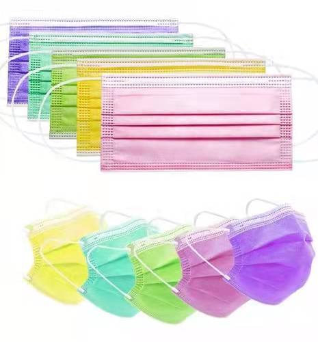 批发一次性彩色优质口罩熔喷布3层耳挂口罩