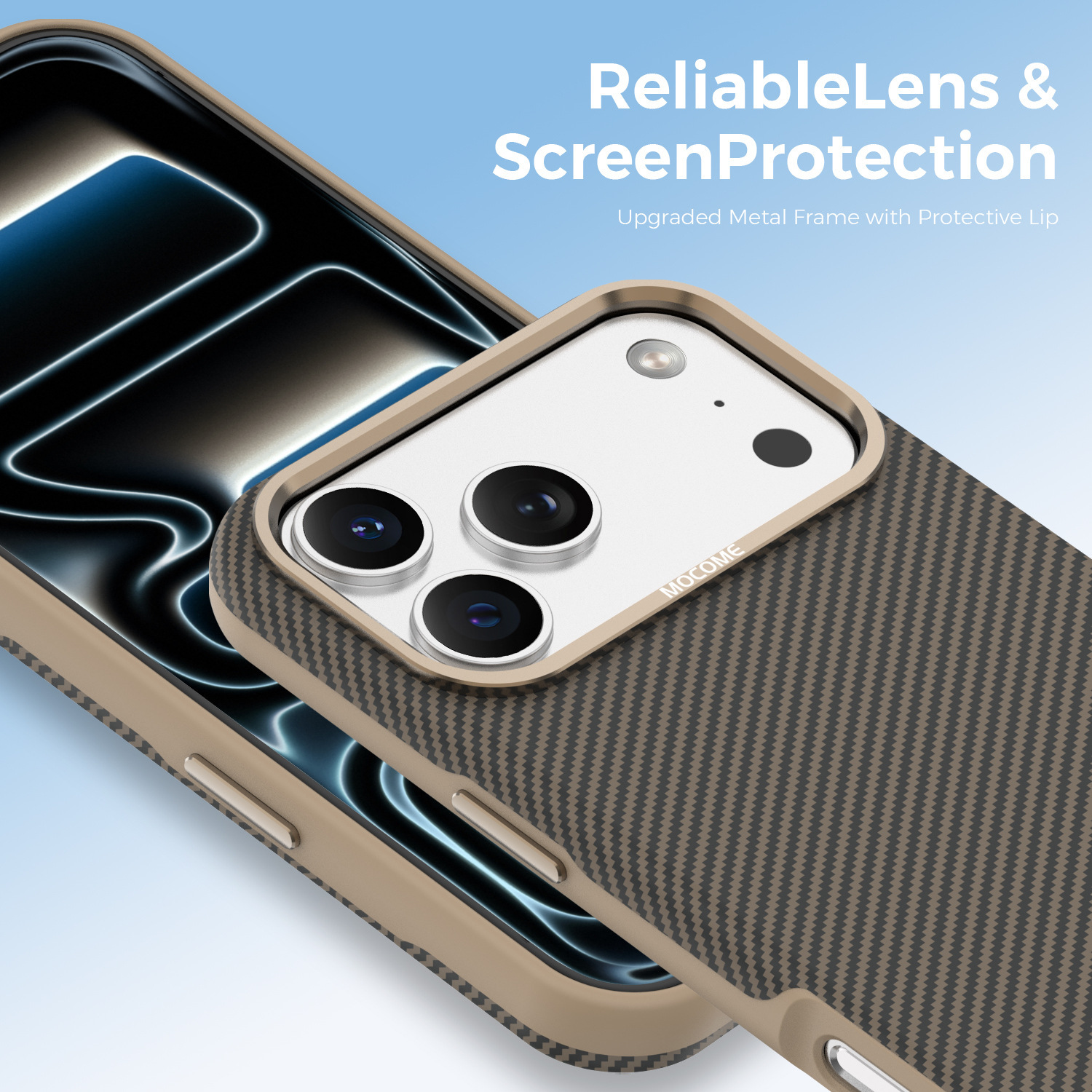 Ốp lưng iPhone chống sốc sợi Kevlar nam châm MagSafe vòng kim loại bảo vệ camera — Cam, Đen, Xám, Xanh đậm chi tiết 42